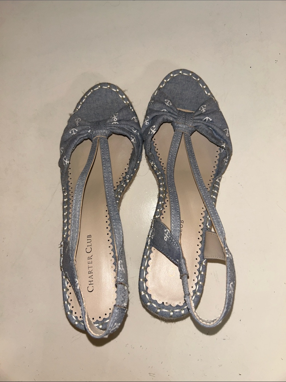 Charter Club Chambray Knot Slingback heels - Blue
